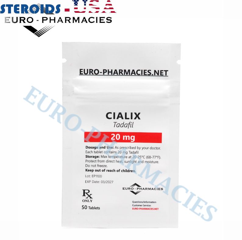 Saco contendo 50 comprimidos de Cialix (Tadalafil) (20mg/tab) da Euro-Farmácias